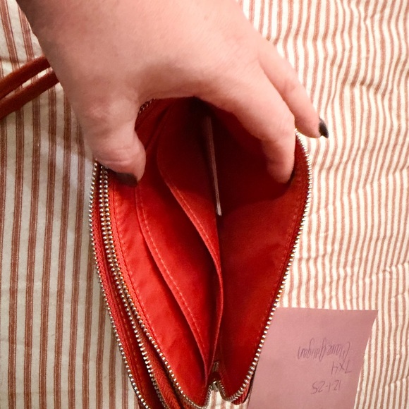 Coach Red and Brown Zip Wristlet - Picture 3 of 6
